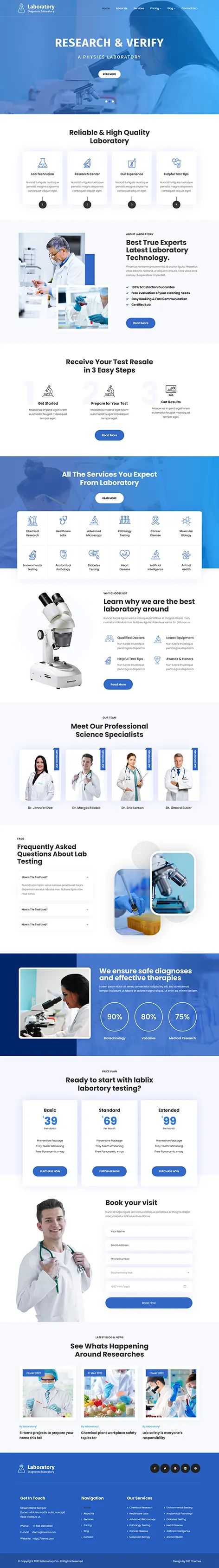 Diagnostic Laboratory WordPress Theme for Medical Testing Centers