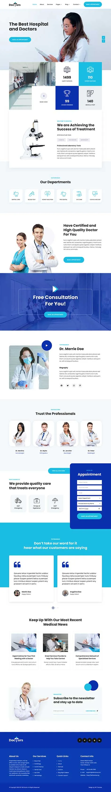 Doctor Appointment WordPress Theme for Clinics and Healthcare Providers