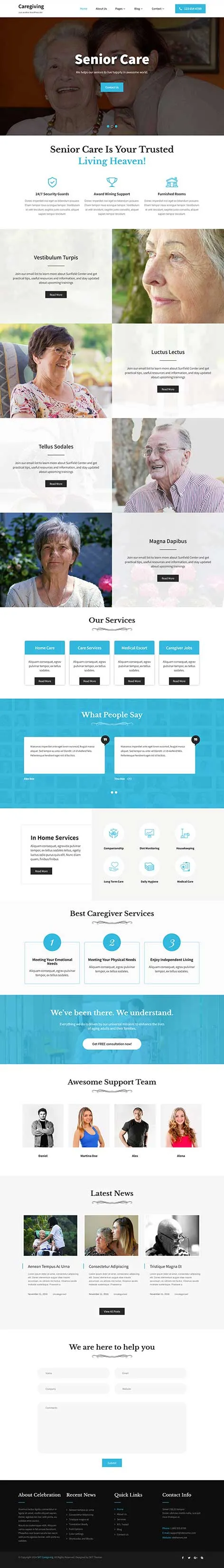 Elderly Care WordPress Theme for Senior Living and Nursing Homes