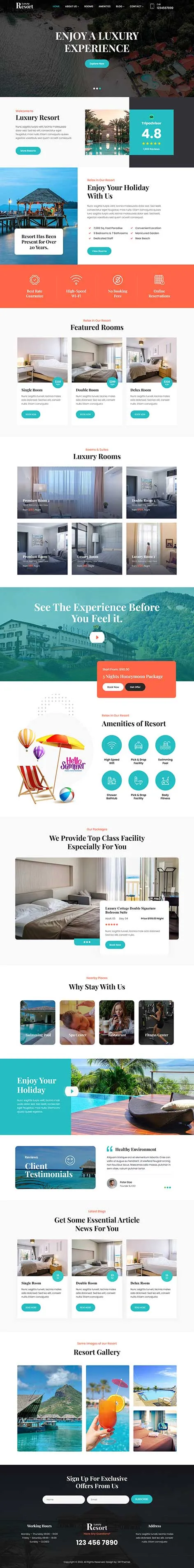 Exclusive Resort WordPress Theme for Luxury Hotels and Travel Retreats