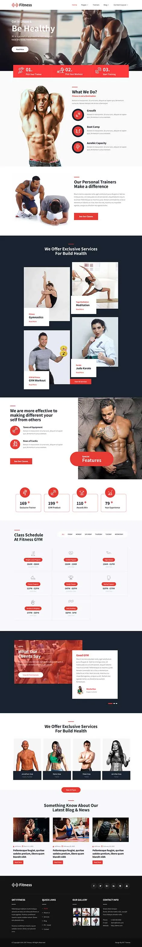 Fitness workouts WordPress theme for gyms by SKT Themes
