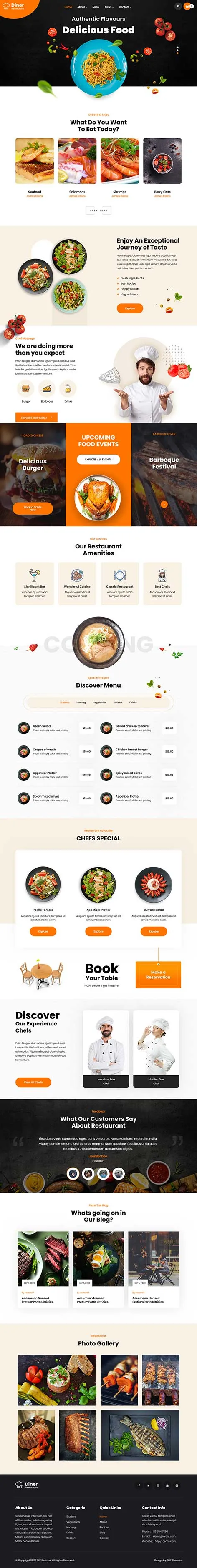 Food Blog Website Template for Recipes and Culinary Blogs