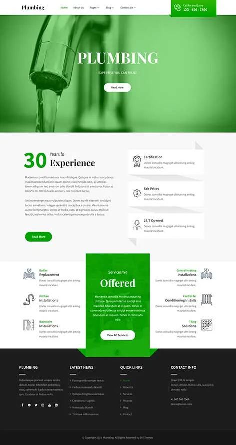 Free Drainage Contractor WordPress theme for plumbing and sewage services