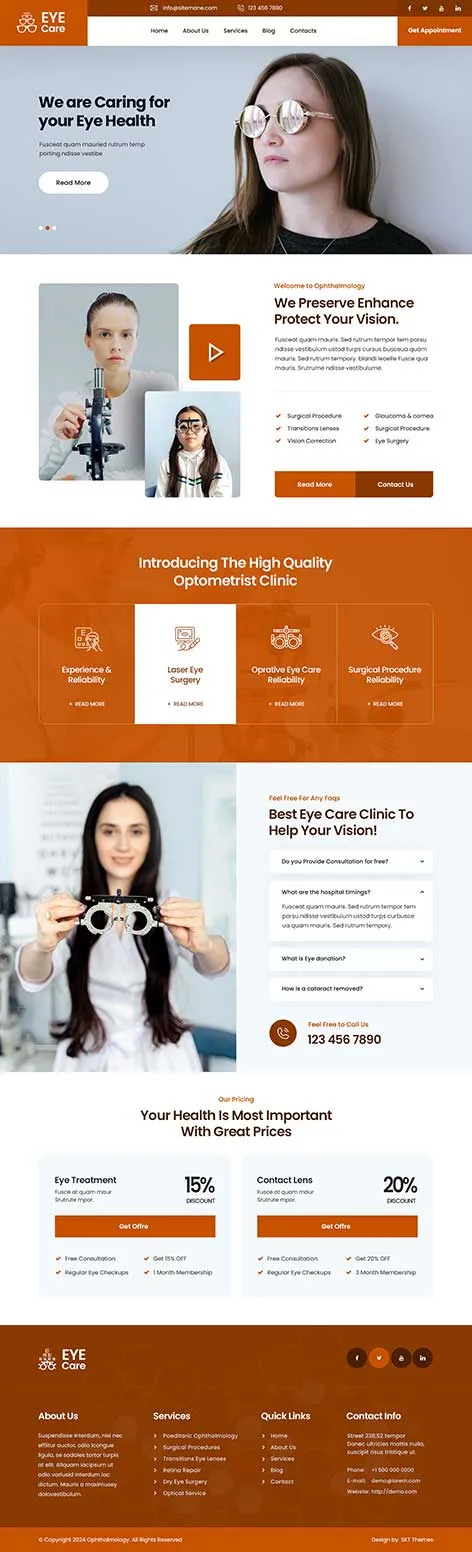 Free Eyewear WordPress Theme for optical shops and sunglasses stores