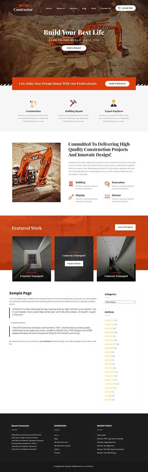 Free Machinery WordPress Theme for industrial equipment suppliers and heavy machine businesses