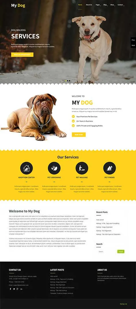 Free Pet Grooming WordPress Theme for Animal Care Services