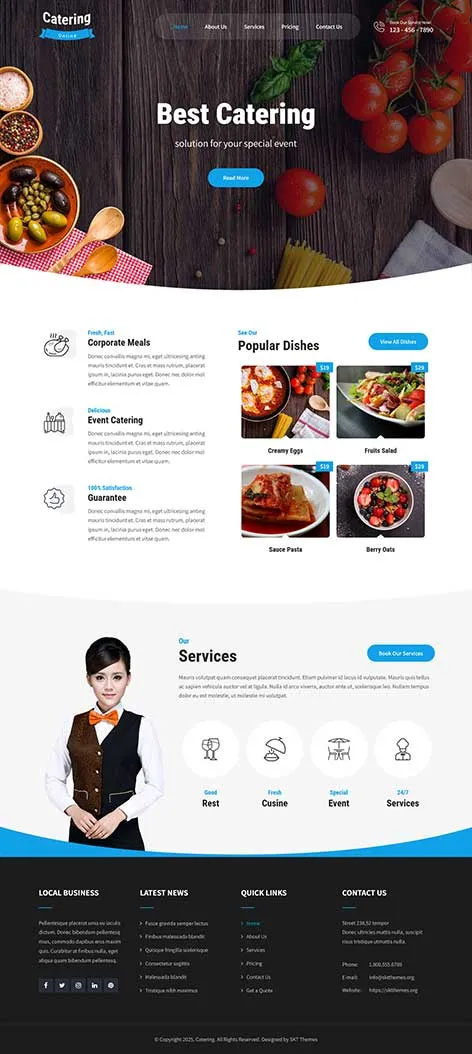 Free Rosa WordPress Theme ideal for restaurants and cafÃ©s to showcase menus and accept table reservations