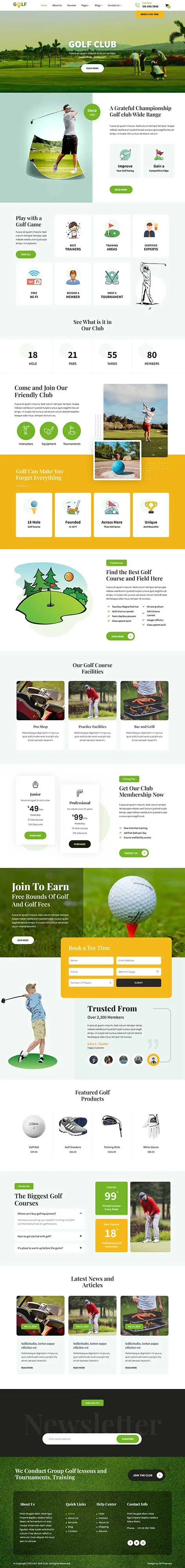 Golf Club WordPress Theme for Courses, Tournaments, and Country Clubs