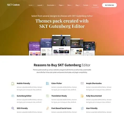 Gutenberg Website Template by SKT Themes – Block editor compatible layout