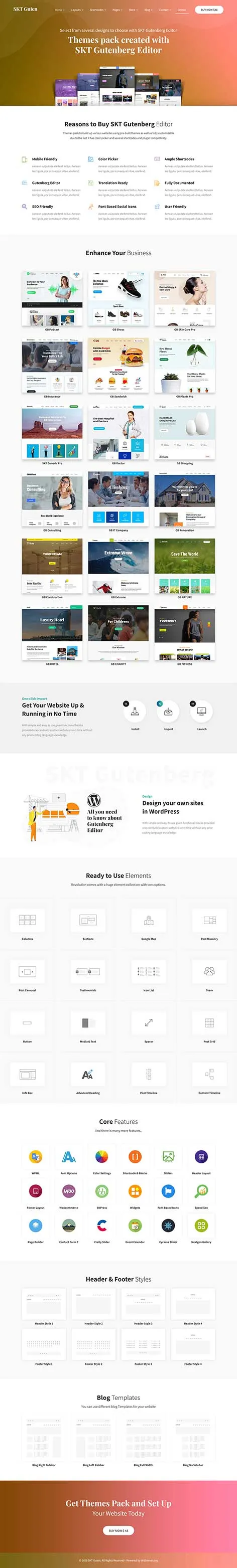 Gutenberg Website Template by SKT Themes â€“ Block editor compatible layout