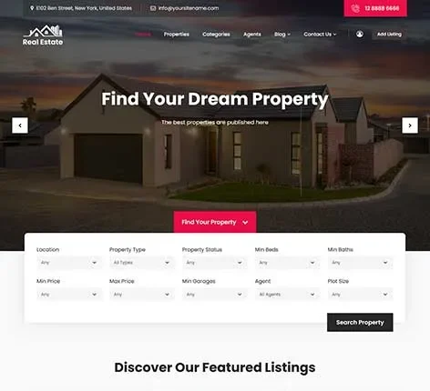 Homefinder WordPress theme for real estate websites by SKT Themes