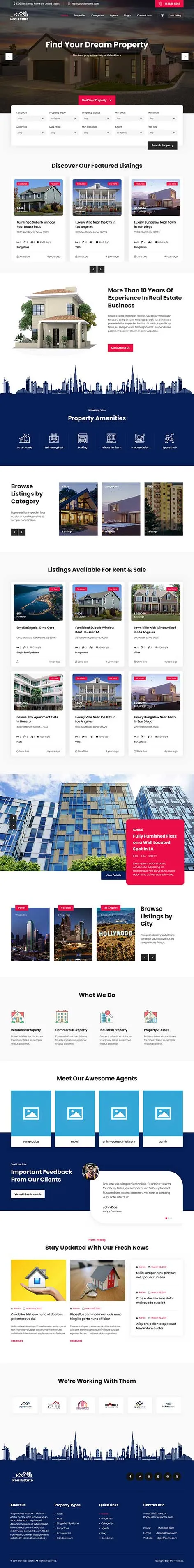 Homefinder WordPress theme for real estate websites by SKT Themes