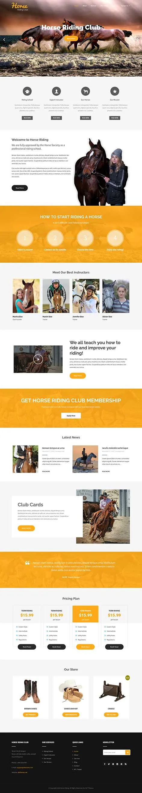 Horse Ranch WordPress Theme for Equestrian Farms and Stables