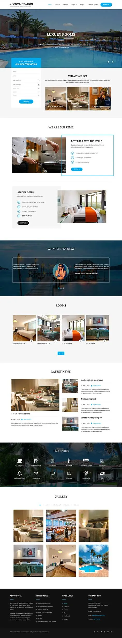 Hospitality WordPress Theme for hotels, resorts, and guest services