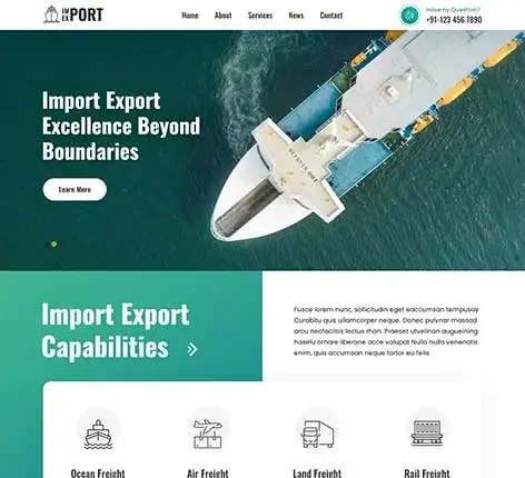Import and Export Website Template for logistics and international trade companies
