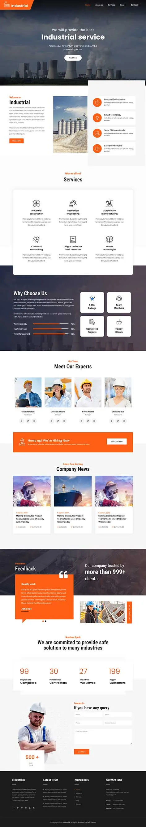 Industrial Company WordPress Theme for factories and heavy machinery businesses