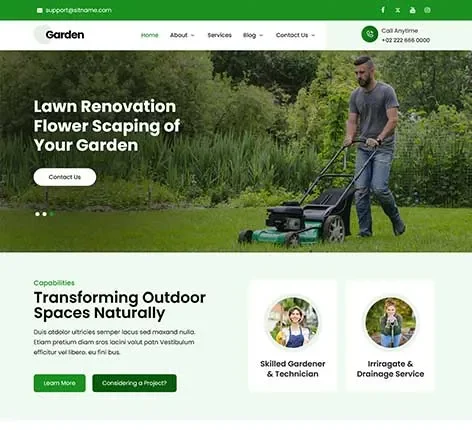 Lawn Mowing WordPress Theme for garden care and landscaping services
