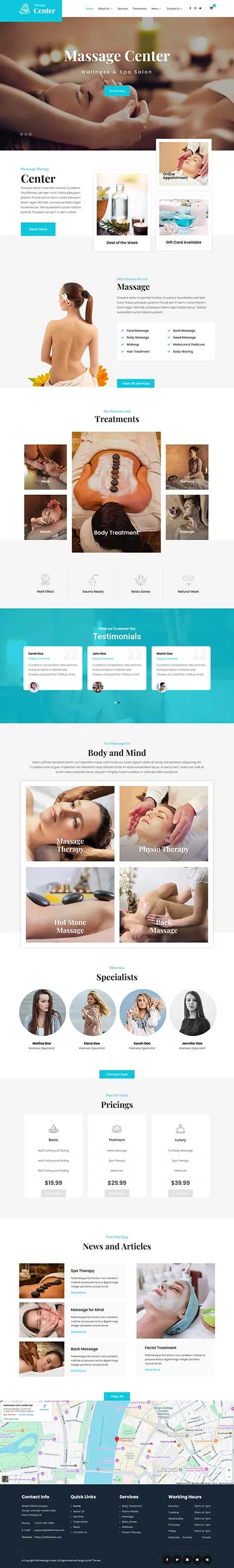 Massage Therapist WordPress Theme for Spa and Wellness Centers