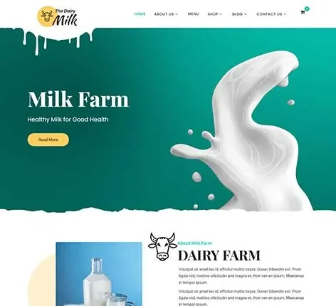 Milk WordPress Theme for Dairy Farms and Organic Milk Suppliers