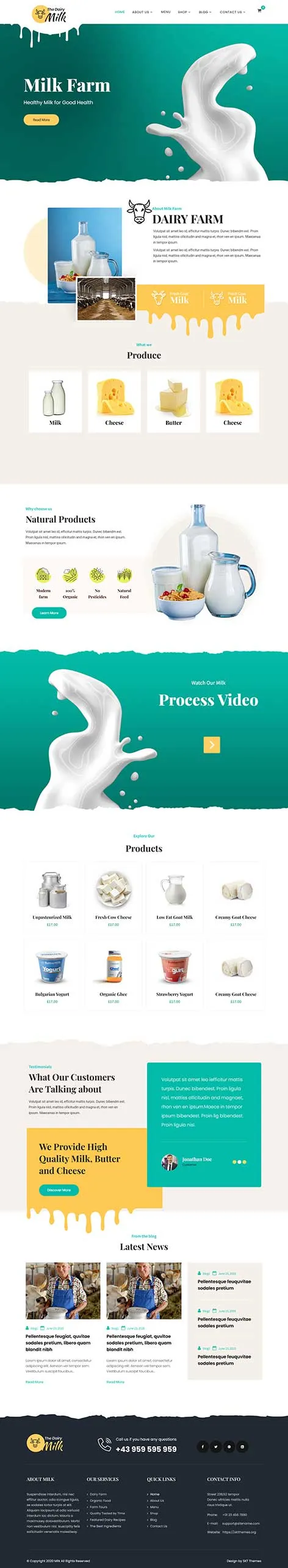 Milk WordPress Theme for Dairy Farms and Organic Milk Suppliers