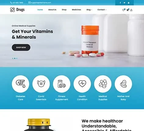 Pharmaceutical WordPress Theme for Medicine Manufacturers and Healthcare Brands