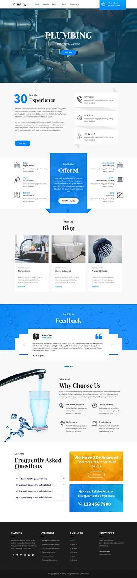Plumbing WordPress theme for service businesses by SKT Themes
