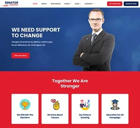 Political Campaign WordPress Theme for Election Candidates and Movements