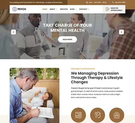 Psychiatrist WordPress Theme for Mental Health Services