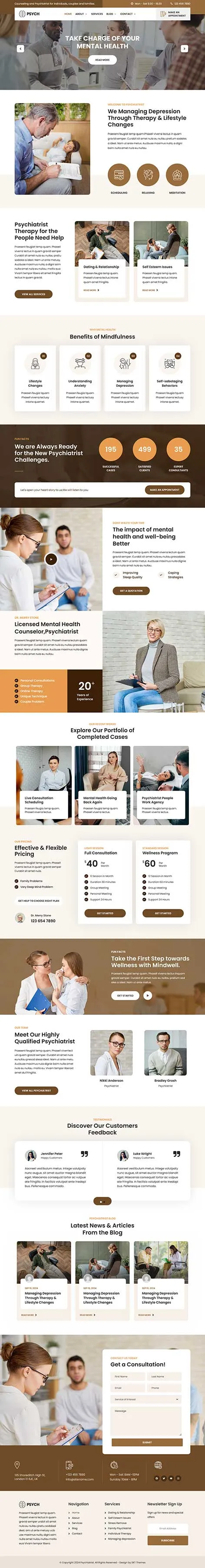 Psychiatrist WordPress Theme for Mental Health Services