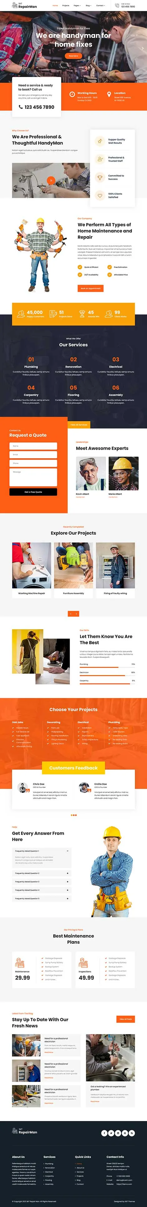 Repair WordPress Theme for Technicians and Fixing Services