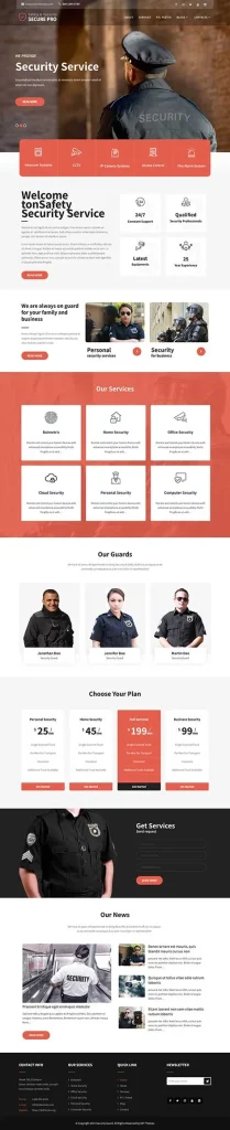 Best Security Guards WordPress Theme for Security Firms 2026