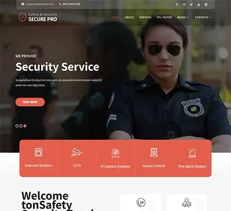 Security Services WordPress Theme for guard, CCTV, and protection firms