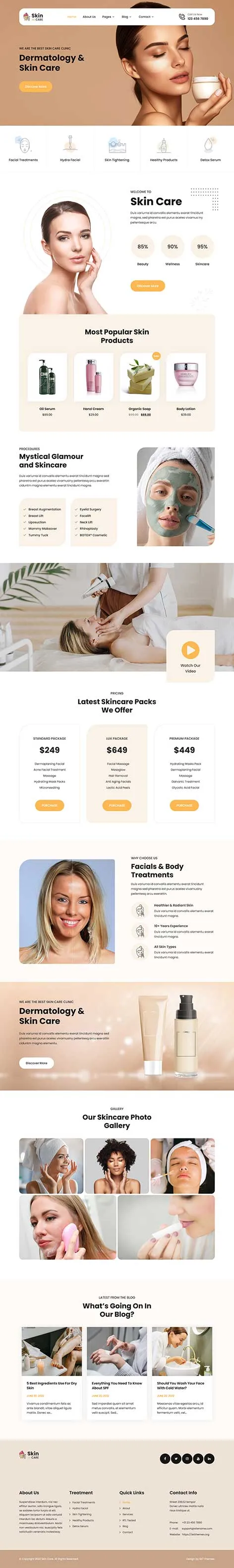 Skin Care WordPress Theme for Beauty Clinics and Product Brands