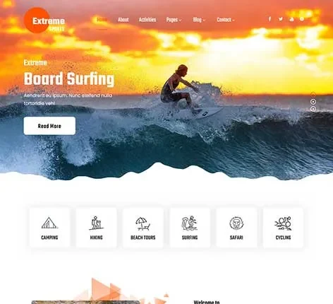 Surfing WordPress Theme for Surf Schools and Beach Activities