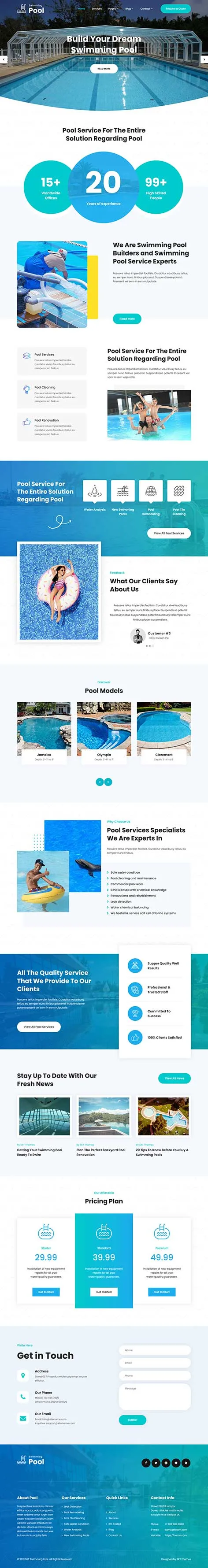 Swimming Pools WordPress Theme for Pool Maintenance Services