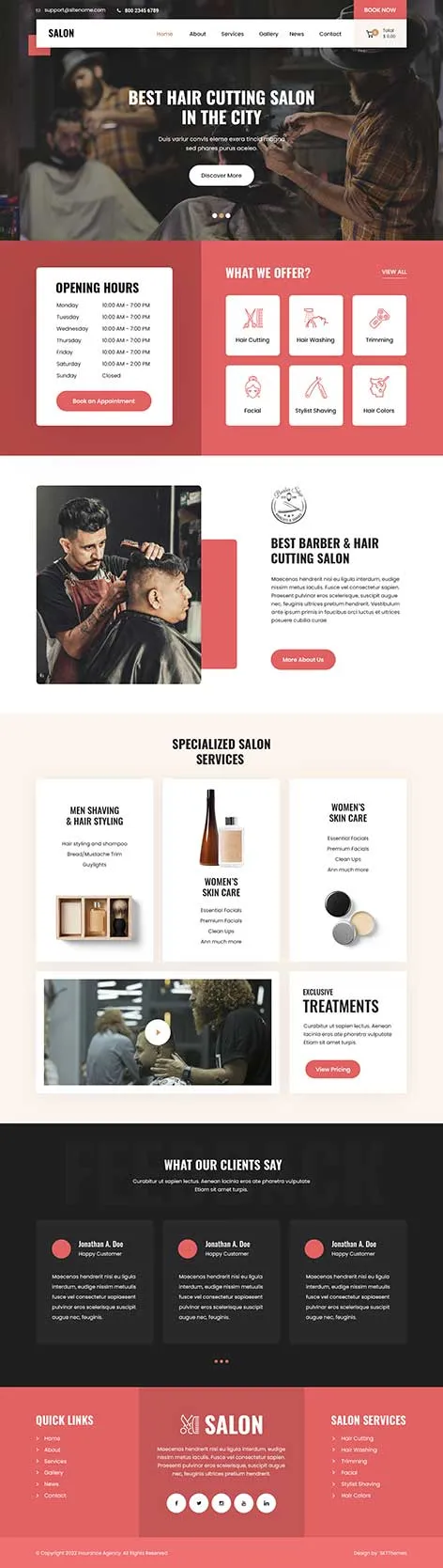 Free Tanning Salon WordPress Theme with booking and services section