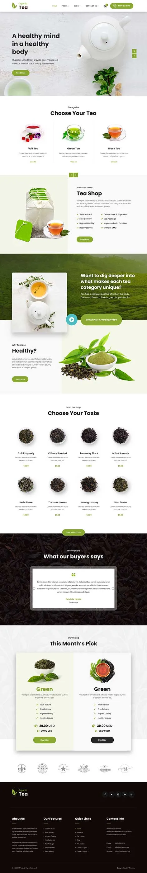Tea WordPress Theme for Organic Tea Brands and Shops