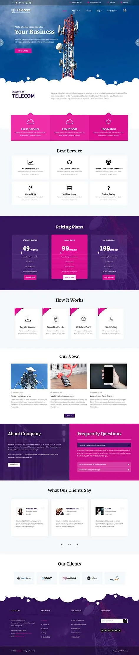 VOIP WordPress Theme for Telecom and Internet Calling Services