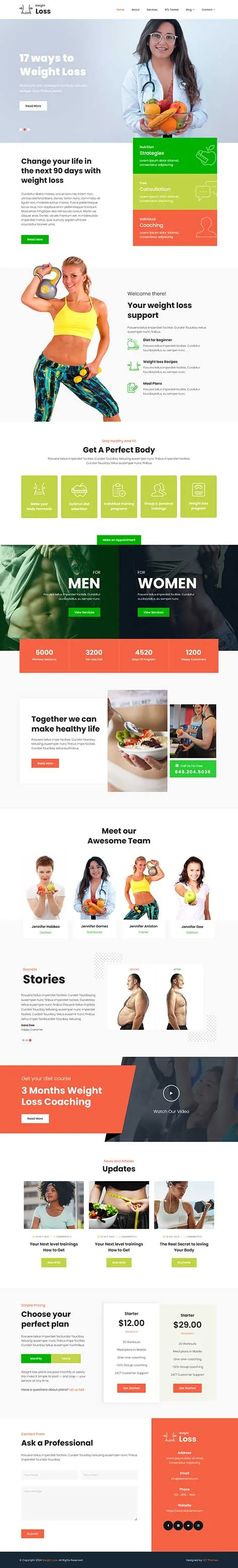 Weight Loss WordPress Theme for Health Coaches and Fitness Experts