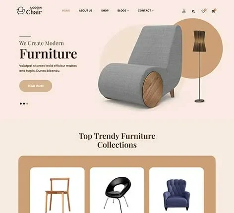 Wooden Furniture WordPress Theme for Rustic Interiors and Craft Stores