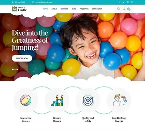 Bouncy Castle WordPress Theme for Kids Party Rentals