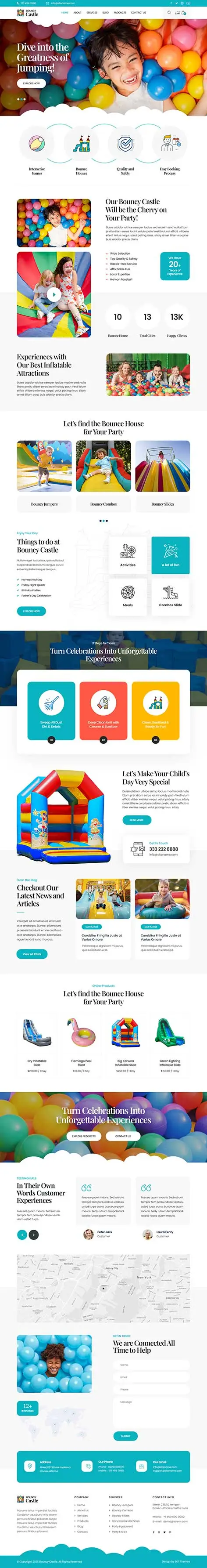 Bouncy Castle WordPress Theme for Kids Party Rentals