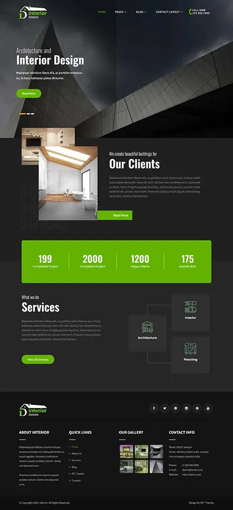 Free Interior Design WordPress Theme for decorators and home stylists