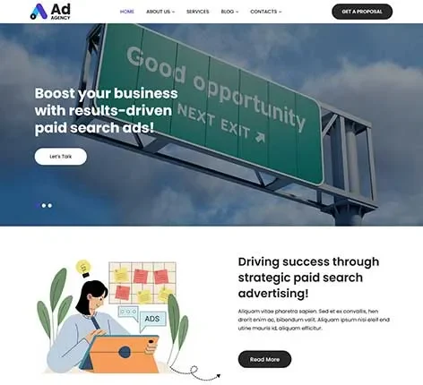 Billboard Advertisement Services WordPress Theme with campaign display tools