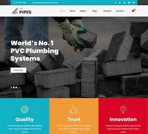 Building Materials WordPress Theme showcasing product categories
