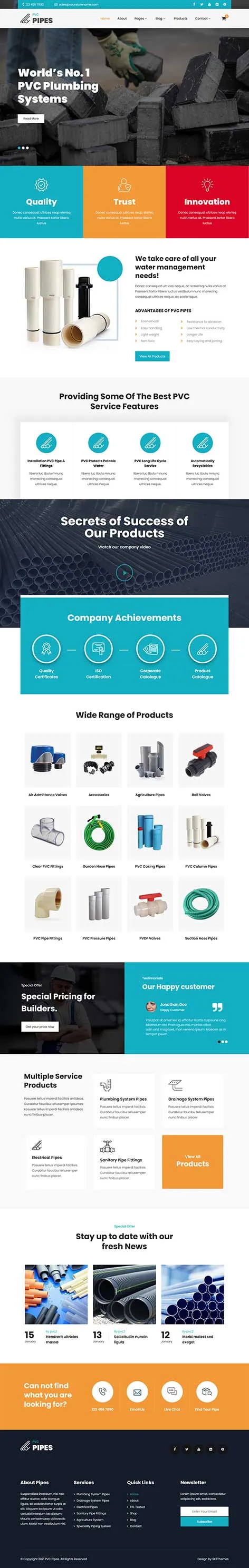 Building Materials WordPress Theme showcasing product categories