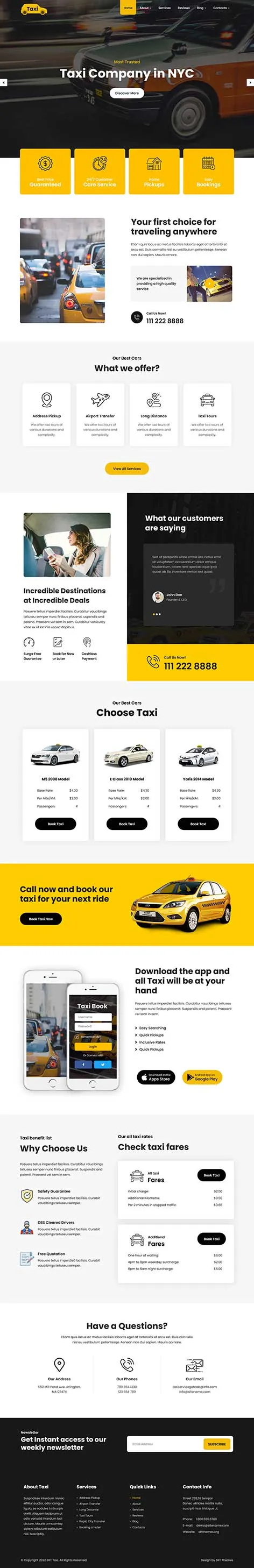 Cab Service WordPress Theme with booking and route features