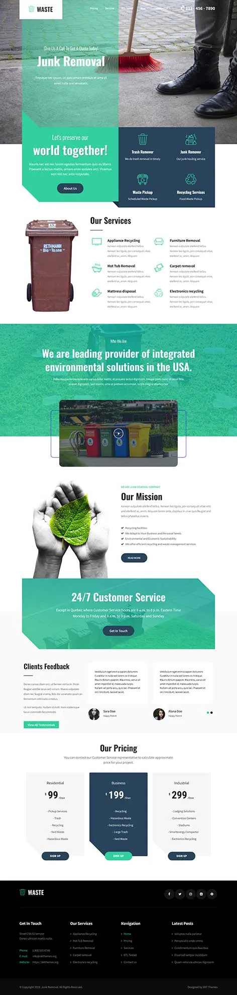 Cleaning Services WordPress Theme with booking forms and service detail pages