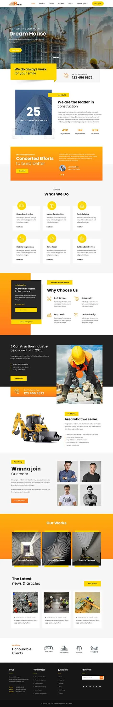 Construction Companies WordPress Theme by SKT Themes is made for firms that want to showcase portfolios and accept project requests online.