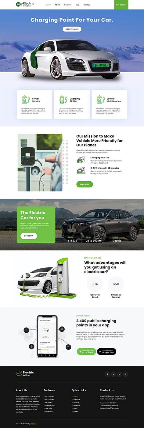 EV Charging Station WordPress Theme Free